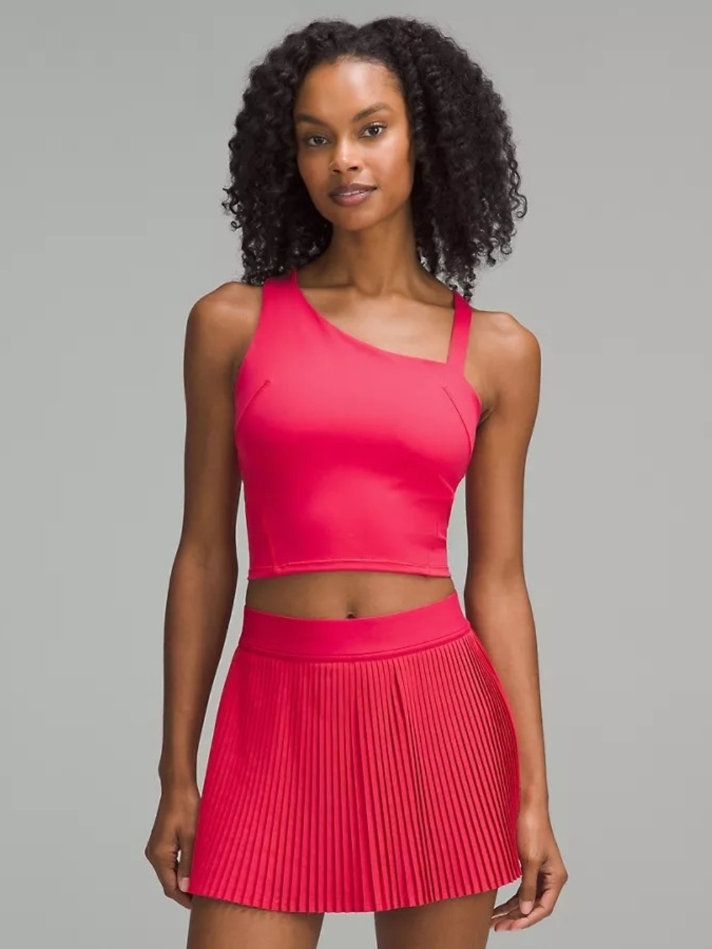 lululemon athletica One-Shoulder Crop Top in Bright Pink